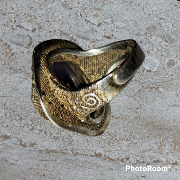 Vintage Chinese Silver and Amethyst Statement Ring - Picture 7 of 9